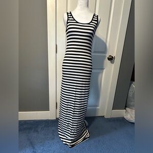 Zenana Outfitters Black and White Striped Maxi Dress